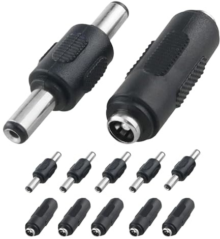 12 Piezas 5,5 x 2,1 mm DC Energía Adaptador, Acoplador DC Macho a Macho, CC Conector de Jack Hembra a Hembra para Cámara CCTV, Monitor de Coche