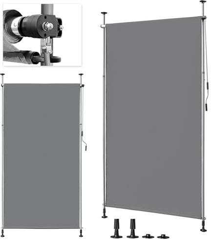 LEADZM Klemmmarkise Senkrechtmarkise 150x305 cm Grau