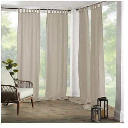 Elrene Home Fashions Matine Solid Tab-Top Indoor/Outdoor Curtain Panel, 52 inches X 84 inches, Taupe