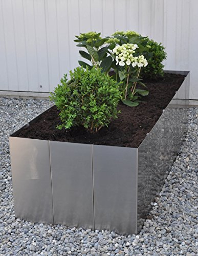 Yerd Edelstahl Hochbeet Metall Hochbeet Square 160 Höhe 33cm - 160x60x33cm Frühbeet Kräuterbeet Gartenbeet Pflanzkasten Blumenkübel Übertopf Blumenkasten wetterfest ohne Boden