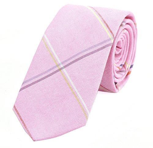 DonDon Herren Krawatte 6 cm gestreift Baumwolle rosa gestreift