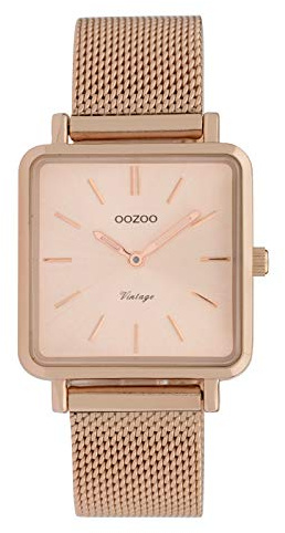 Oozoo Vintage Damenuhr Eckig Metallband 28 MM Rose/Rose C9847