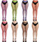 FEPITO 8 paia calze a rete calze a rete coscia collant a vita alta collant a rete per donna (8 colori)