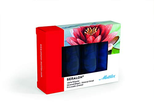 Mettler SERALON Navy 4er-Kit Nähgarnset: Universal Garn zum Nähen oder Sticken, Nähgarn für Nähmaschine, 100% Polyester, SE4-Kit, 200m pro Rolle
