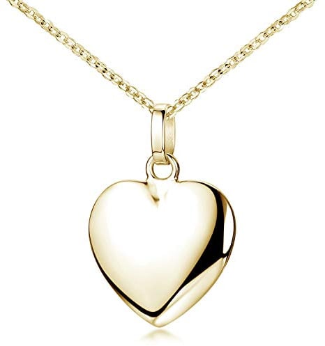 Herz Anhänger Gold mit Halskette aus 925 Sterling Silber vergoldet KA-272 | Kettenanhänger goldenes Herz incl Geschenk Box von MATERIA by Matthias Wagner