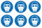 Wear respiratory protection mandatory symbols safety sign pack - Set of 6 - Size 90mm diameter - Self adhesive vinyl sticker - Denotes specific actions that must be adhered to