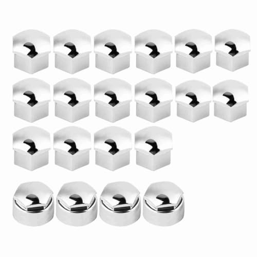 Radschraubenabdeckung 17 mm, 20 Stück 17 mm Radmutter Auto Hub Schrauben Diebstahlschutz Abdeckung Kappe (Silber)