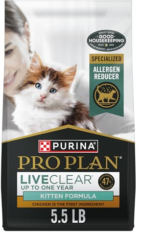 Purina Pro Plan LiveClear Dry cat Food for Kittens Cat Allergen Reducer Chicken and Rice Formula - 5.5 lb. Bag