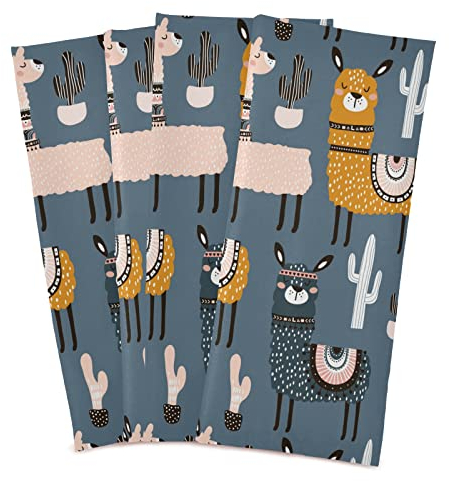Mnsruu Küchentücher, Vintage-Kaktus-Lama, Alpaka, Pflanzentücher, Geschirrtuch, Geschirrtuch, Geschirrtuch, 4 Stück, super saugfähig, weich, 71 x 46 cm