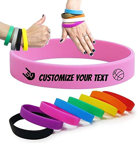 Temeite Kautschukarmband, 100% umweltfreundliches Silikonmaterial, Modisch und Design, Geeignet für alle Altersgruppen, Regenbogen-Silikonarmband, Personalisiertes Armband (Farbe: Pink)