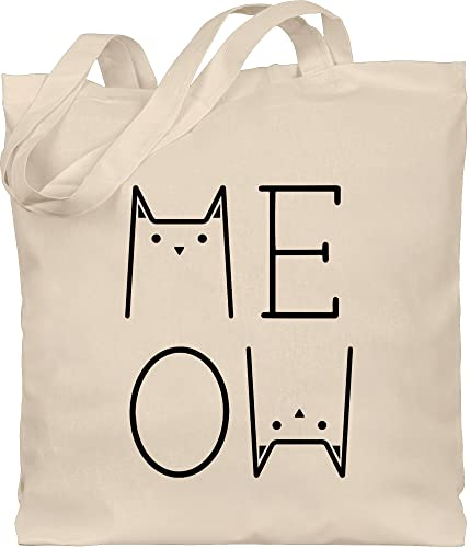 Baumwolltasche - Katzenbesitzer Geschenk Katze - MEOW schwarz - Unisize - Naturweiß - beutel mit katzen katzengeschenke cat stoffbeutel katzentasche jutetasche geschenke für katzenliebhaberin
