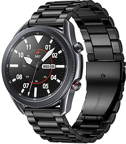 Netolo 22mm Armband Kompatibel mit Samsung Galaxy Watch 3 Armband 45mm/Galaxy Watch 46mm/Huawei Watch GT2 46mm, Metall Edelstahl Ersatz Herren Damen Armband für Samsung Gear S3 Frontier, Schwarz
