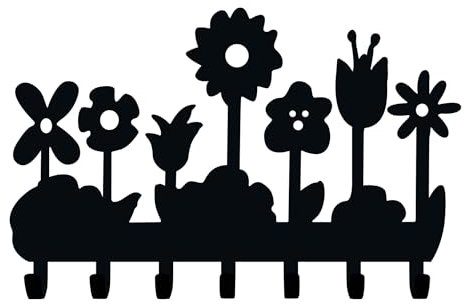Portachiavi da Muro con 7 ganci, Decorativo con Sagome Fiori, Appendichiavi da Parete moderno per Ingresso, Cucina, Garage, Idea Regalo, Arredamento ingresso, Portachiavi da parete