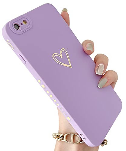 iPhone 6s Plus Case for Women, Cute Heart Pattern Soft Silicone Protective Cover for iPhone 6 Plus/6s Plus 5.5 inch - Purple