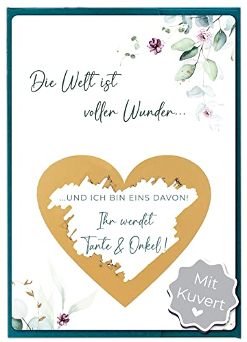 Joli Coon Rubbelkarte Ihr werdet Tante und Onkel mit Kuvert - Schwangerschaft verkünden Tante und Onkel mit Rubbelkarten