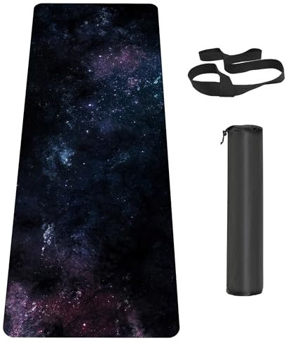 Knsbk Umweltfreundliche, rutschfeste Yogamatte, TPE-Workout-Matte für Männer und Frauen, dicke Trainingsmatte mit Tragegurt, Fitnessmatten für Training, Pilates, Bodentraining (182.9x61x6 mm) )