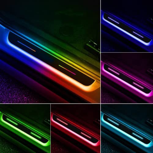 JoyFan 4Pcs Car Door Sill Plate LED Lights Strip Kit, Wiring-Free Light Welcome Courtesy Lights, Auto-Sensing, Interior Ambient Lighting Kits, Side Marker & Courtesy Lights Strip for Cars (4PCS)