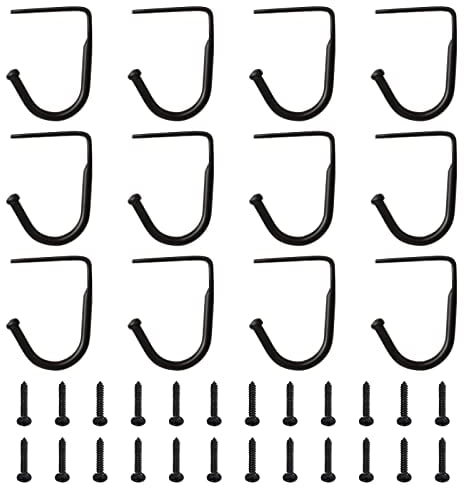 UFURMATE Under Cabinet Hook, 12Pcs Under Cabinet Mug Holders Metal Under Shelf Coat Hooks Utensil Storage Hangers for Kitchen Bathroom Cabinet (Black)