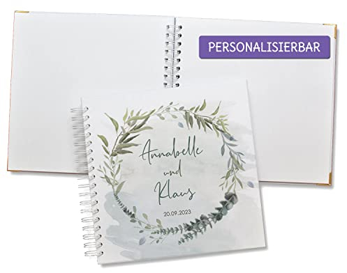 Feenstaub Gästebuch Hochzeit, Hochzeitsgästebuch personalisiert [Handmade] Ringbuch made in Austria, Hochzeit Gästebuch blanko, Fotoalbum Kranz, personalisiertes Hochzeitsbuch, Geschenk Hochzeit