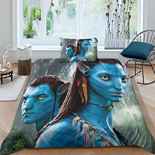 CIFEAR Bettwäsche Set Kinder Jungen Jugendliche 3D Avatar Kinderbettwäsche Weiche Bettbezug Und Kissenbezug Mit Reißverschluss Single(135x200cm)