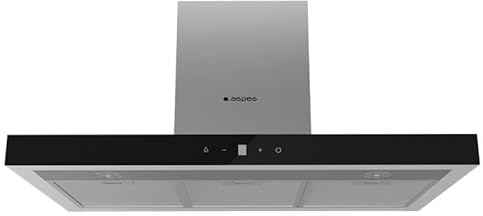 Aspes Campana Extractora Tipo T 90cm Cristal negro ACPT900AN. Potencia 800m3/h, Tiro Doble, 4 Velocidades, Control Táctil, Filtro apto para Lavavajillas.