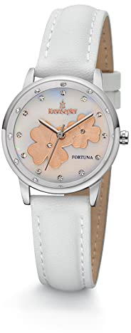 Kronsegler Fortuna Damen Armbanduhr Vegan Stahl Weiß
