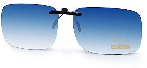 Goiteia Lunettes de Soleil à Clip Polarisées Dégradé Bleu à Porter sur des Lunettes de Vue pour Hommes et Femmes, Ajustement Compact, Sans Rabat