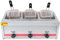 Friteuse à gaz professionnelle GPL, friteuse commerciale en acier inoxydable avec paniers et couvercles de friteuse, pour la cuisine à domicile de restaurant commercial,TripleCylinder10L+10L+10L