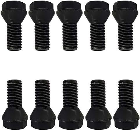 10 Radschrauben Radbolzen Kegelbund schwarz M12x1,25 22mm (Kurzkopf)