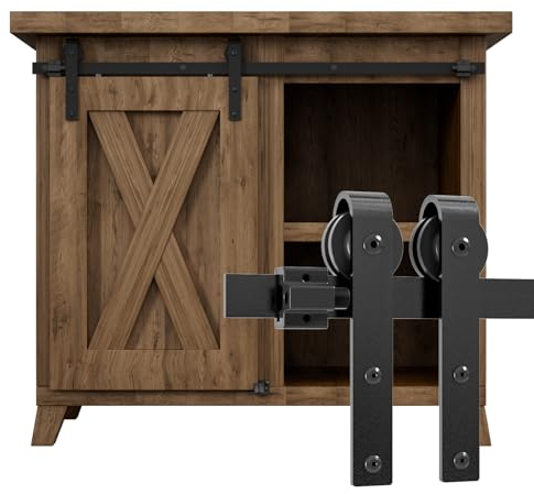 WOLFBIRD 120cm/4FT Schiene Super Mini Schiebetür Hardware Kit für Einzeltür, kleiner Schrank, TV-Stand verwendet (kein Schrank)