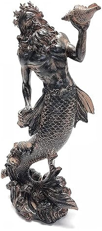 Wohnaccessoires Wohnkultur Statue Amazing Collection King Of The Sea - Poseidon Neptun Holding Conch Rising From The Sea Statue