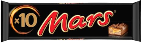 Mars Barrette di Cioccolato al Latte ripieno con Caramella Mou e Malto, Maxi Formato Stecca con 10 Barrette da 45g