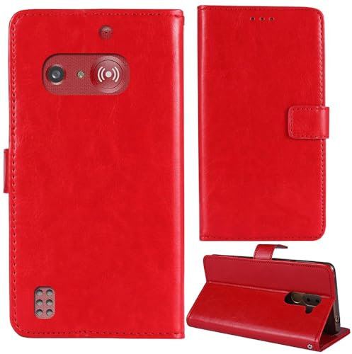 Anybird Flip Premium Cuir Housse Magnétique Téléphone TPU Silicone Coque pour Doro 1880/1881 2.4 Étui Cas Couverture Protecteur Case Portefeuille Cover Business Wallet (Rouge)