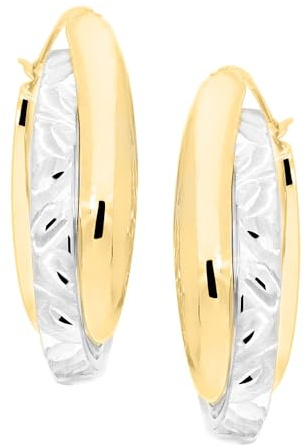 My Gold Damen Creolen Ohrringe 333 Weißgold & Gelbgold (8 Karat) Damenohrringe Goldohrringe Bicolor 19mm x 6mm Lewina MOD-07919