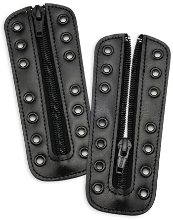 Soletec Leather Lace-in Boot Zipper Inserts for All Brands, Tieless Shoe Laces, 7 Eyelets, 1 Pair, Isometric