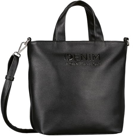 TOM TAILOR Denim Maxime Damen Shopper Umhängetasche Reißverschluss Klein Schwarz