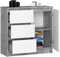 BDW - Kommode mit 3 Schubladen und 1 Tür - 80 cm breit, 77 cm hoch - Schrank, Sideboard, Mehrzweck-, Schuhschrank, Schubladenkommode, Aktenschrank - Wohn-, Schlafzimmer, Flur - Beton/Weiss