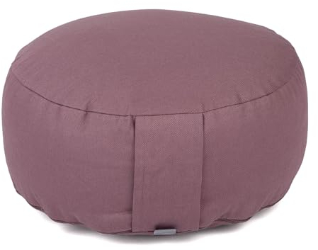Bodhi Meditationskissen Rondo | ECO Serie | Yogakissen mit Kapokfüllung | Abnehmbarer Bezug aus 100% Bio-Baumwolle | Höhe 20 cm | Sitzkissen mit praktischer Trageschlaufe | Dusty Purple