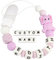 Kowlone Schnullerkette mit Namen Jungen mädchen Silikon Beißring Personalisiert Elefant Schnuller Clips Halter(Lila)