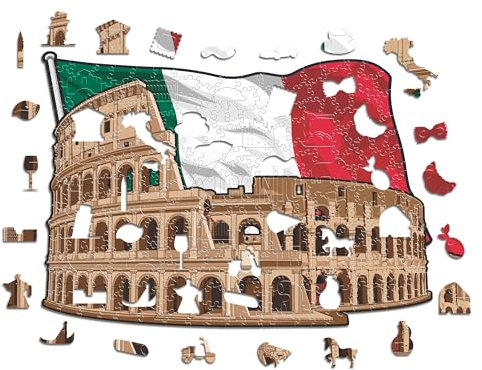 Iconic Puzzles, Colosseum, 100% eco-sustainable wooden puzzle, size L, 500 pieces