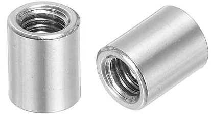 sourcing map 6Pcs M8 Round Connector Nuts, 304 Stainless Steel Coupling Nut 15mm/0.6 Length Sleeve Rod Bar Stud Nut for Bracket, M8x15x12mm
