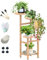 MAIJIAJU 5 Tier Wooden Plant Stand Indoor Outdoor, 83.5cm Corner Plant Shelf Pot Holder with Plant Saucer and Gardening, Muti Tiered Large Round Flower Stand Display Rack for Living Room Garden Patio