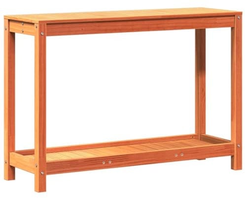 vidaXL Pflanztisch, Gärtnertisch mit Ablage, Blumentisch für Garten Balkon Terrasse, Gartentisch Arbeitstisch, Wachsbraun 108x35x75cm Massivholz Kiefer