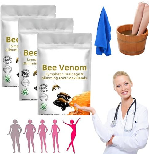 1/3/5 Pack Lukmlca Bienengift Fußbad, Lukmlca Bienengift-Perlen, Lukmlca Bienengift Lymphdrainage Fußbad, Lukmlca Bienengift Lymphatische Fußsalbe (*3 Pack)