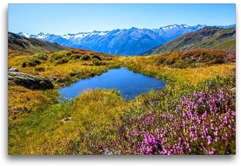 CALVENDO Premium Textil-Leinwand 75 x 50 cm Querformat Eine kleine Herzlacke am Laubkogel | Wandbild, HD-Bild auf Keilrahmen, Wanddekoration, Kunstdruck von Christa Kramer