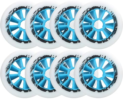 NBTRXWAFR 85A Inline-Skate-Räder (8Er-Pack), Wettbewerbsspezifische Räder, 90 Mm/100 Mm/110 Mm Indoor-/Outdoor-Trainingsräder, Ersatzräder,Blau,90mm
