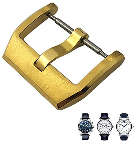 SHZZHS 316L-Edelstahl-Schnalle für IWC Pilot Mark Portugieser Roségold-Gummi-Lederarmband mit Faltschließe