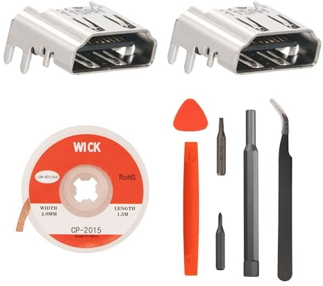 Lot de 2 kits de remplacement de port HDMI pour console PS4, kit de réparation d'interface de prise HDMI pour Playstation 4 (pas pour PS4 Slim/Pro)