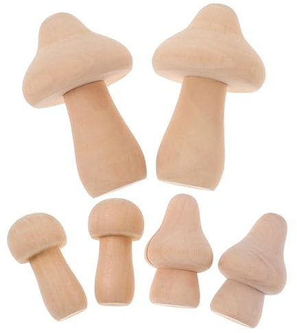 KONTONTY 6piezas Hongos De Madera Sin Terminar Para Manualidades Decoración Artesanal Forma De Hongos Miniatura Para Fiestas y Hogar