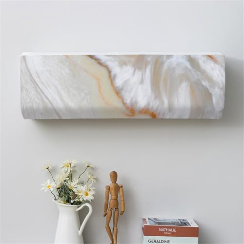 Hiseng Cubierta de Aire Acondicionado Montada en la Pared, Cubiertas Antipolvo Funda para Aire Acondicionado Interior, Todo Incluido Protector de Polvo Lavable (86 * 23 * 30(1.5P),mármol Gris)
